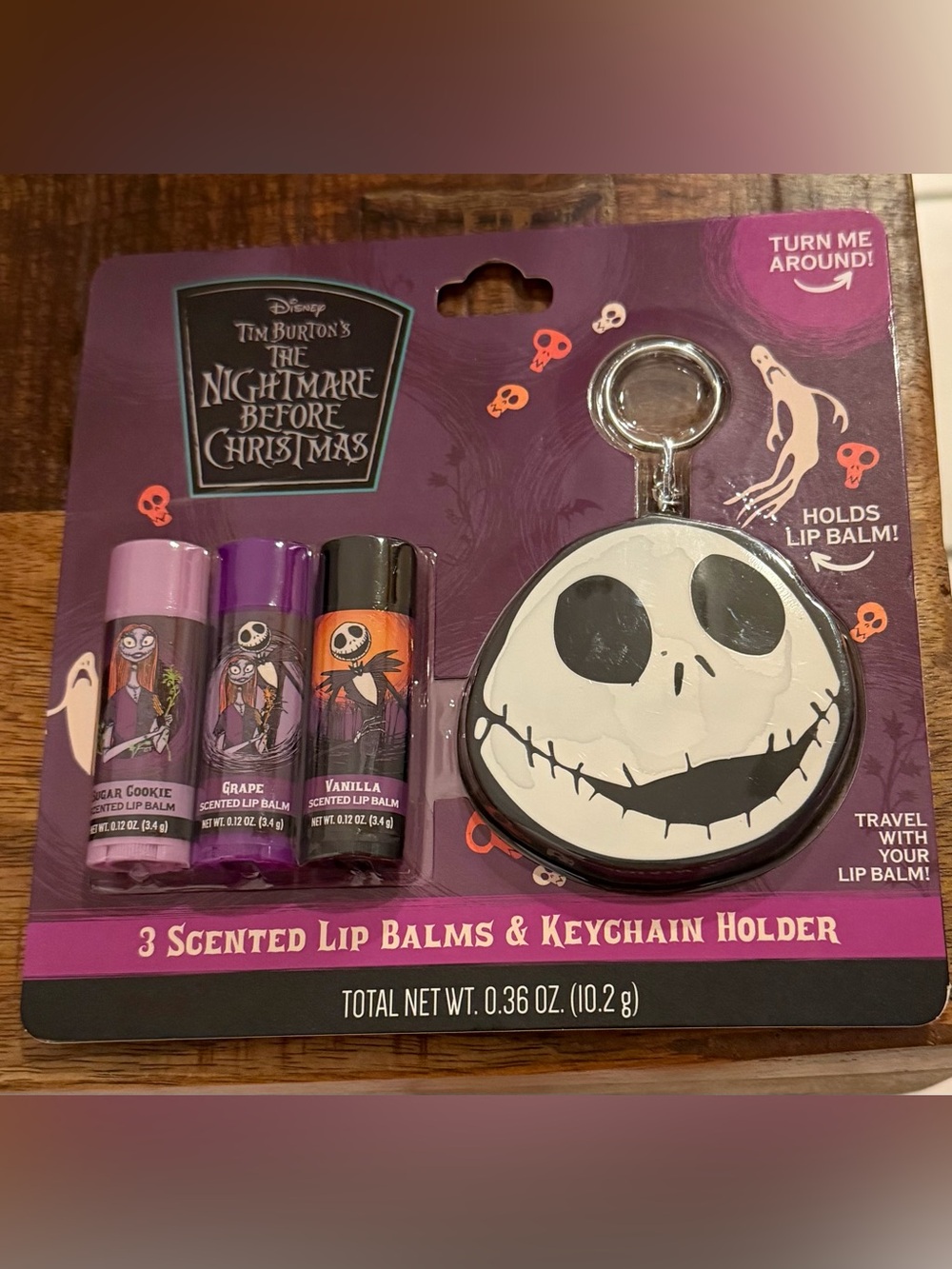 Disney The Nightmare Before Christmas Set of 3 Lip Balm & Keychain Holder
